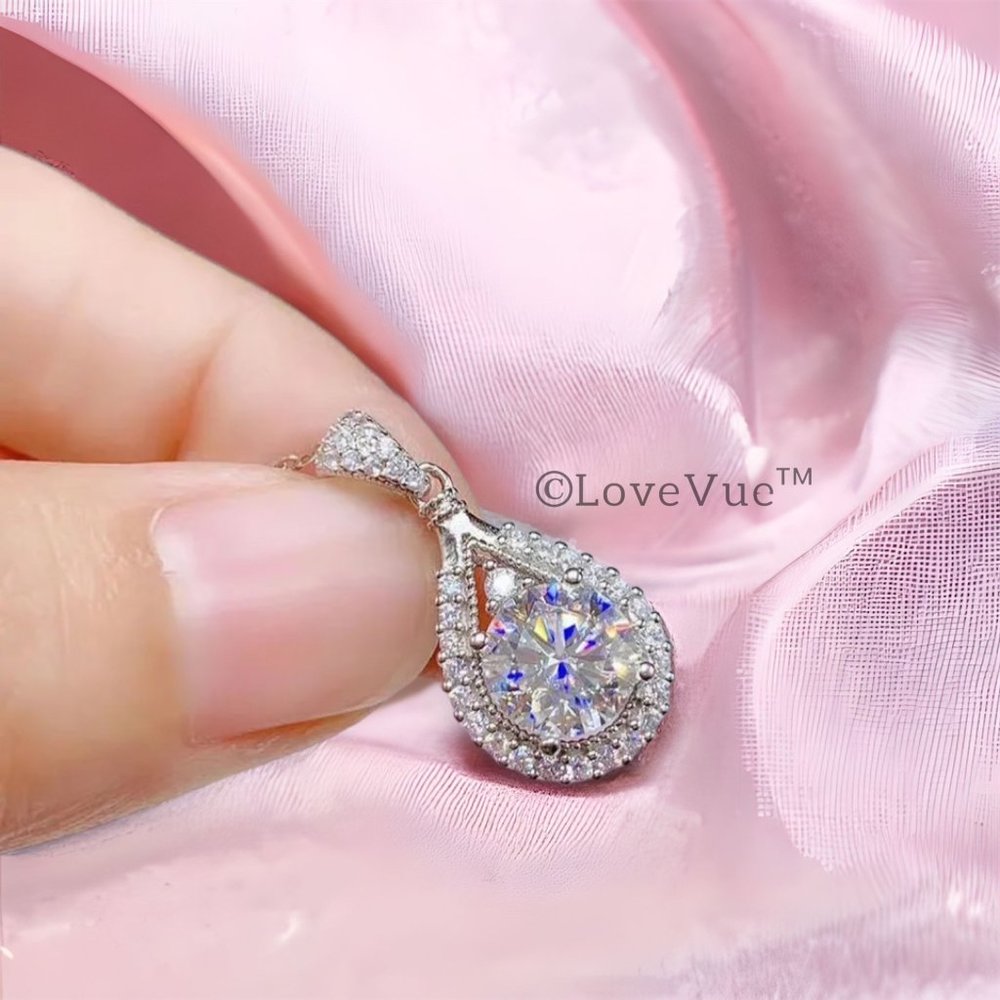 Certified 5ct. t.w. Diamond Halo Teardrop Necklace
